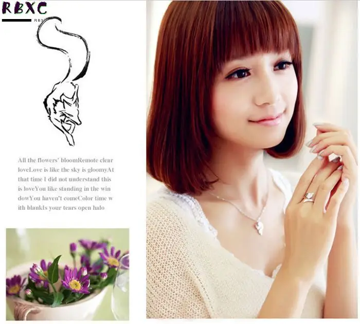 

RXBC 925 Sterling Silver Necklace Korean fashion fire fox necklace pendant jewelry silver jewelry