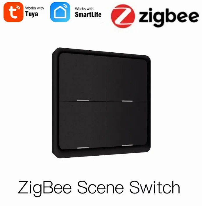 

Беспроводной переключатель Zigbee, 4-х клавишный переключатель с управлением сцена умного дома, бытовая техника, электрическое оборудование, у...