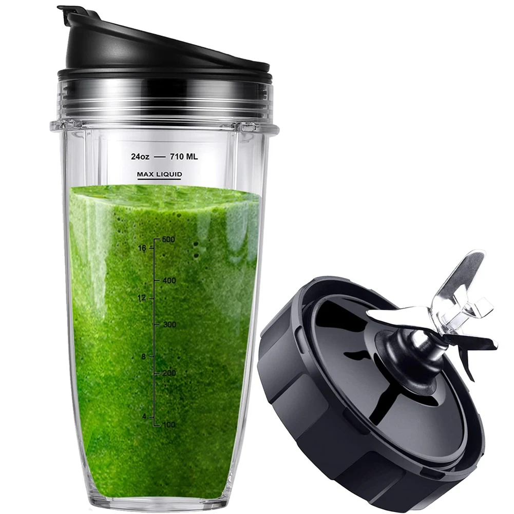 

Replacement Parts for Ninja Blender BL450-30 BL456-30 BL480-30Ect 24OZ Ninja Blender Cups and 7 Fins Blade Accessories