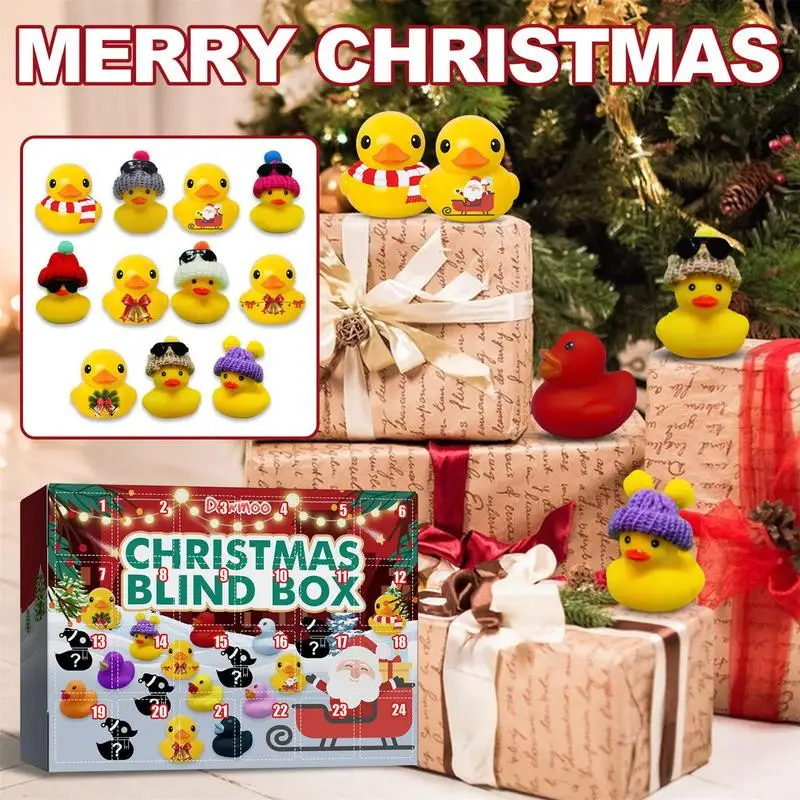 

24pcs/set Christmas Countdown Advent Calendar Toy Gift Box Cute Rubber Duck Animal Stress Relief Toys Kid New Year Gift