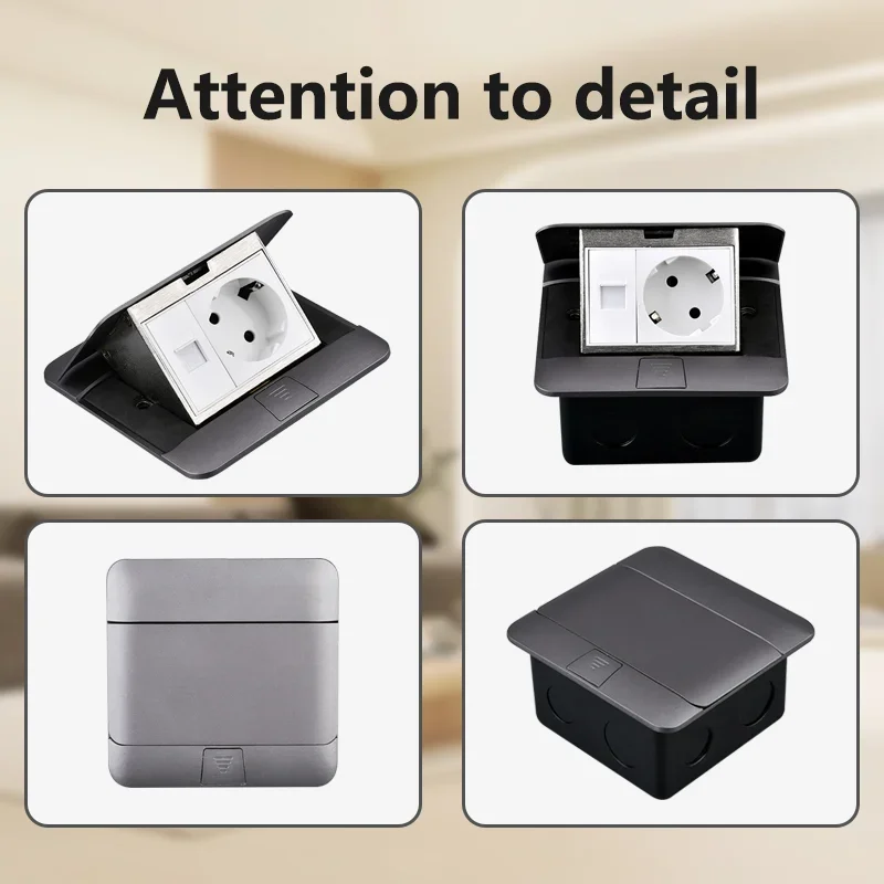 Выдвижная металлическая напольная розетка ЕС // FR/US/UK/универсальная питания для