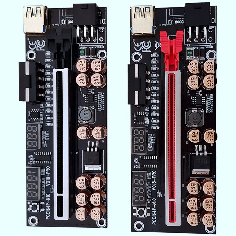 Фото Кабель USB 3.0 VER018 PRO PCI-E Riser Card 018 PLUS PCI Express 1X-16X, удлинитель PCIe-адаптера для майнинга BTC (черный)-DT30 №3