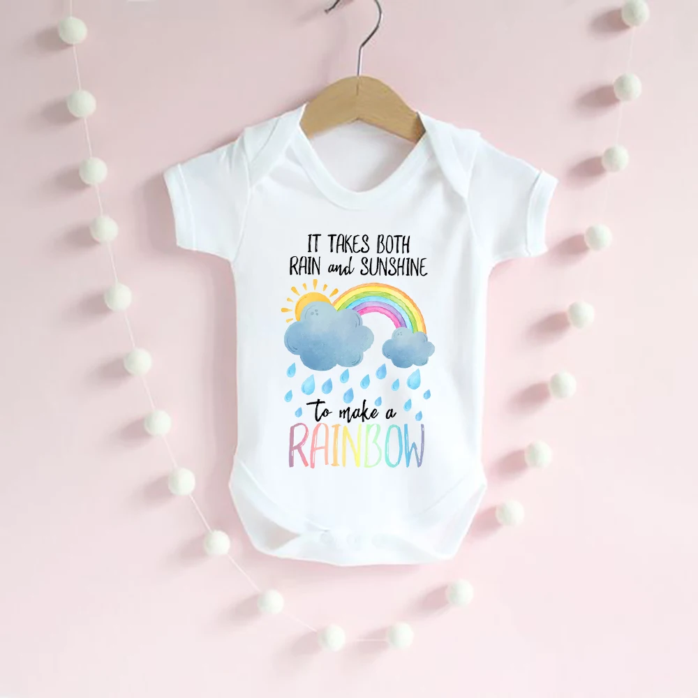 

It Takes Both Sunshine Rain To Make A Rainbow Toddler Baby Infant Clothes Summer Short Sleeve Boys Girls Bodysuit Rainbow Gifts