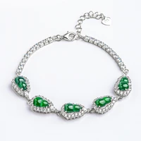 burmese jade gourd bracelets emerald green carved gift men jewelry natural bangles 925 silver man fashion gifts charms