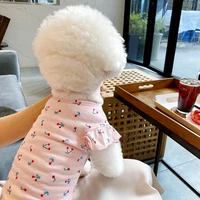 cute trumpet sleeved pet cotton coat summer pomeranian pullover cat schnauzer breathable two legged clothes puppy clothes