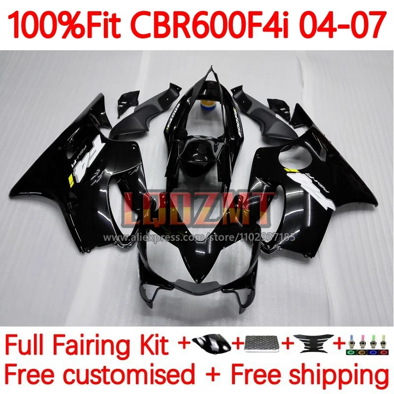 

Injection Body For HONDA CBR600 CBR 600 F4i 600F4i 600CC 04 05 06 07 CBR600F4i 2004 2005 2006 2007 ALL Black Fairing 138No.108