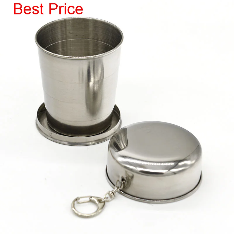 

100Pcs 240ML Stainless Steel Telescopic Cup Travel Folding Cup Telescopic Durable Collapsible Mugs Kitchen Drinkware Accessories