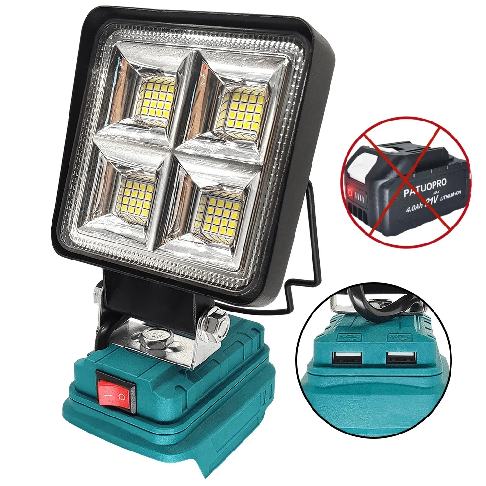 

4-дюймовый Портативный Рабочий Фонарь На 64 Светодиода, Беспроводной, С USB-зарядкой, На Аккумуляторе, Совместимый С Makita 18V