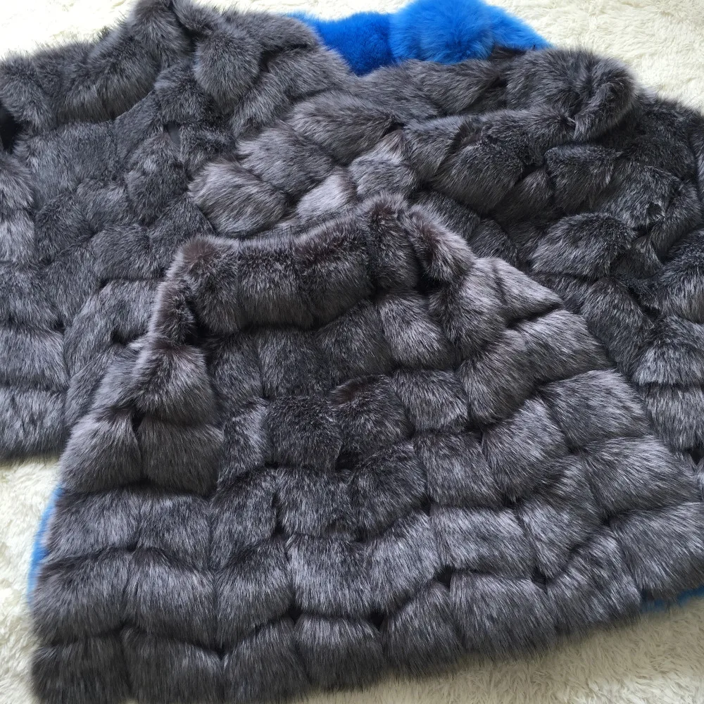 Faux Sliver Fox Fur Vest Women Winter Fashion Medium Long Artifical Fox Fur Vests Woman Warm Fake Fox Fur Coats Female Ladies