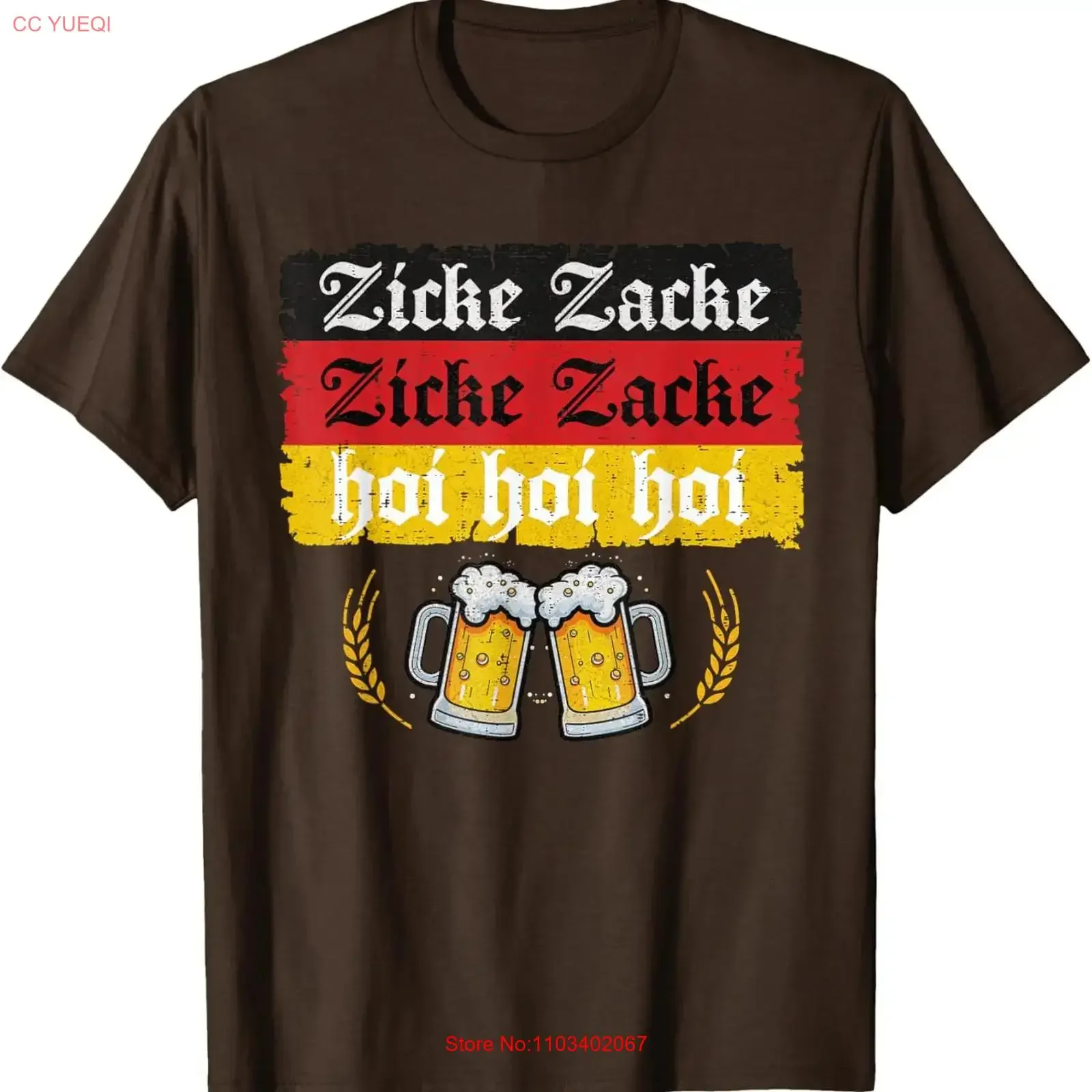Фото Забавная футболка Zicke Zacke Hoi Oktoberfest с немецким флагом, винтажная, универсальная, стильная, дизайнерская одежда в уличном стиле №1