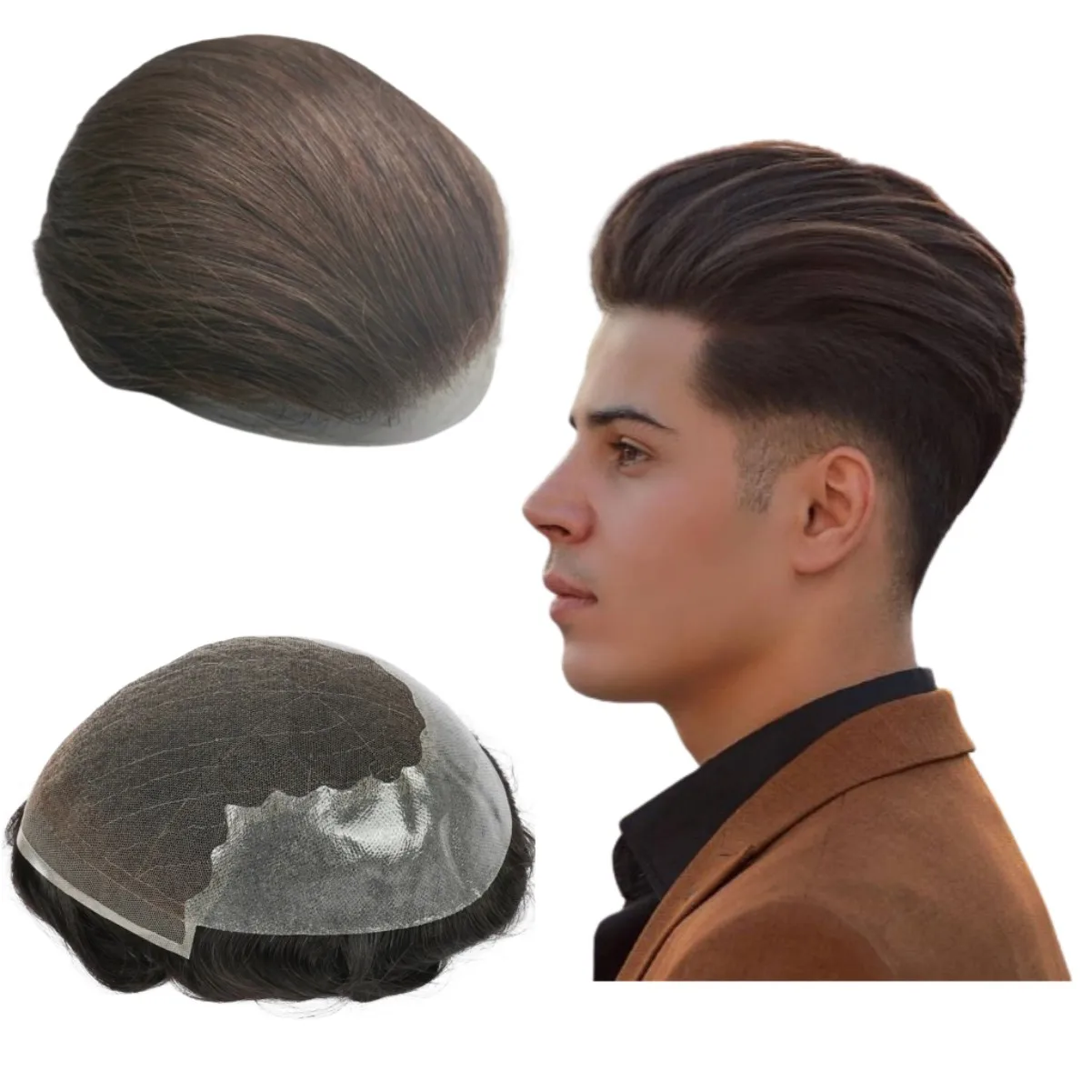 Парик для мужчин Toupee из человеческих волос мужской парик Q6 протез блоки нашивка