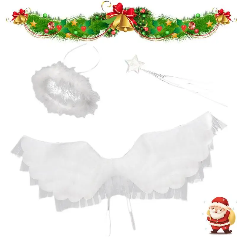 

Angel Wings Adult Kids White Angel Wing Adult Kids Suitable Angle Wings and Halo Magic Wand Set cosplay party for Kids Girls Boy