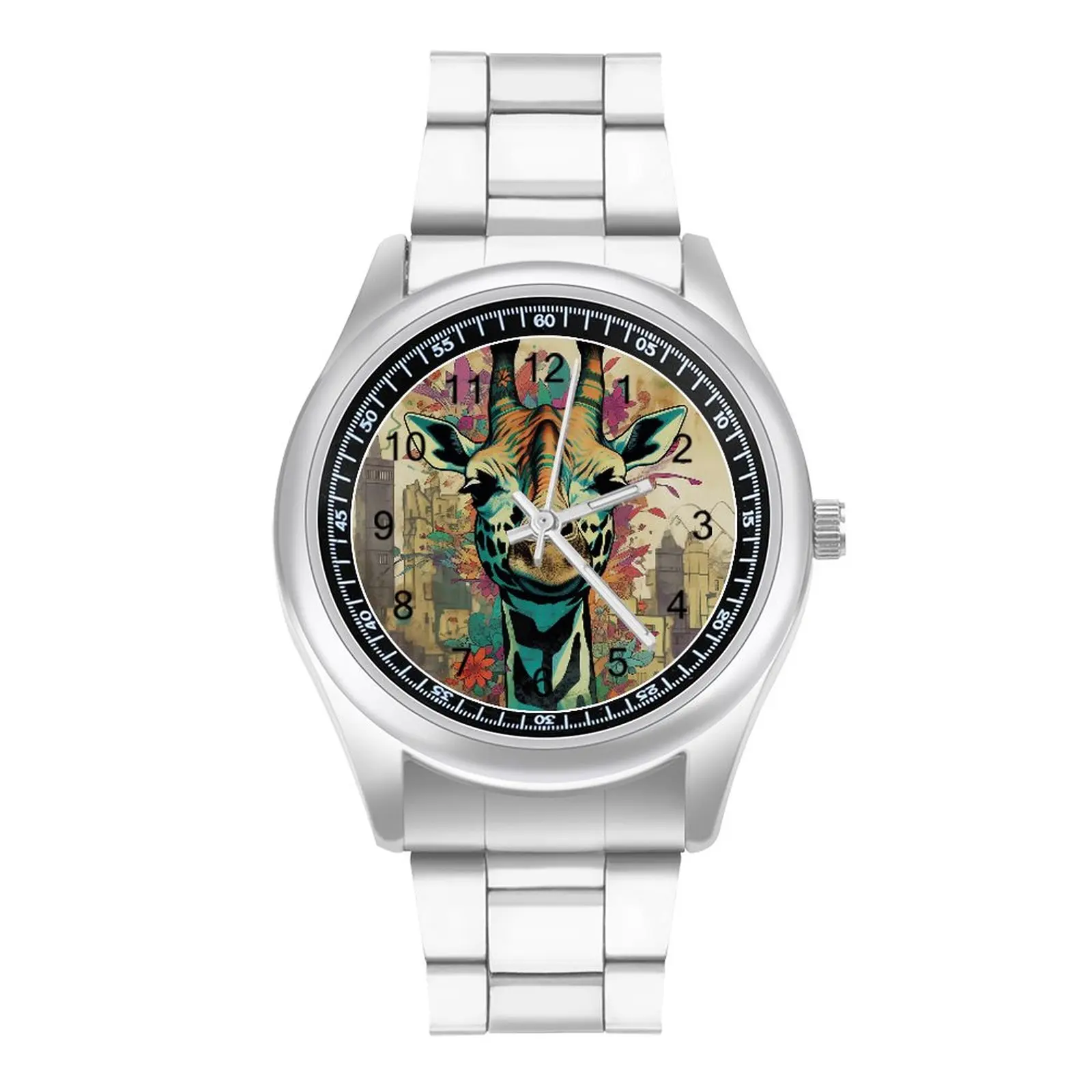 

Giraffe Quartz Watch Wall Graffiti Colorful Steel Design Wrist Watch Couple Fitness Cute Promotion Wristwatch