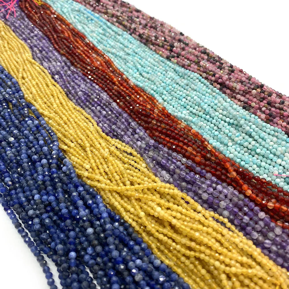 

Natural Stone Faceted Loose Beads Opal Tiger's Eye Hematite 2mm 3mm 4mm for DIY Make Necklace Bracelet Beaded Charms Accessories