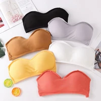 new sexy seamless strapless tube top women push up bra chest wrap underwear lingerie with padded solid color top invisible bra