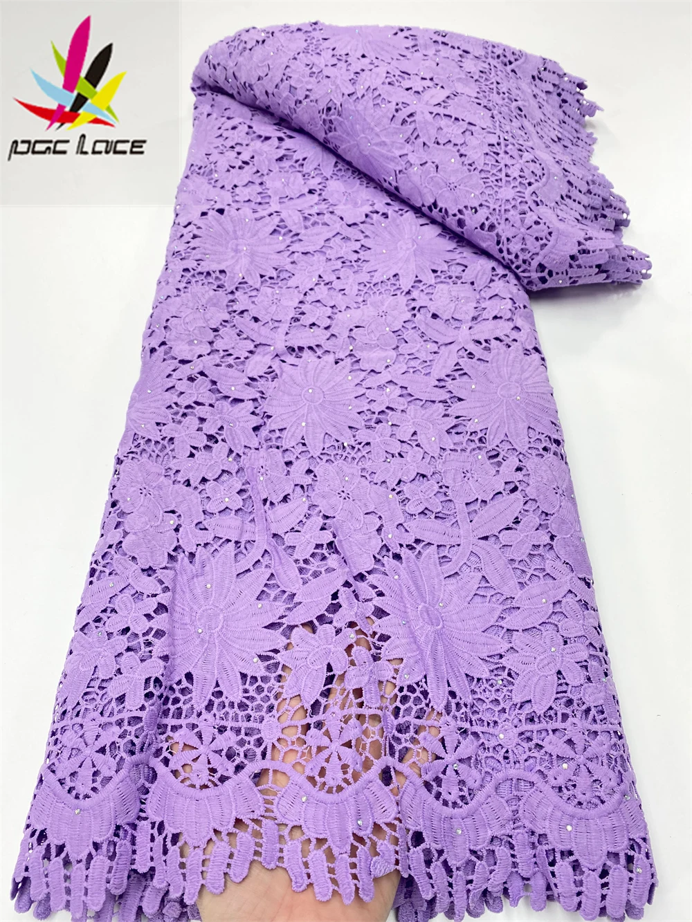 

PGC Nigerian African Cord Milk Silk Lace Fabric 2022 Top Quality Guipure Lace French Lace Fabric For Wedding Sewing YA5018B-1