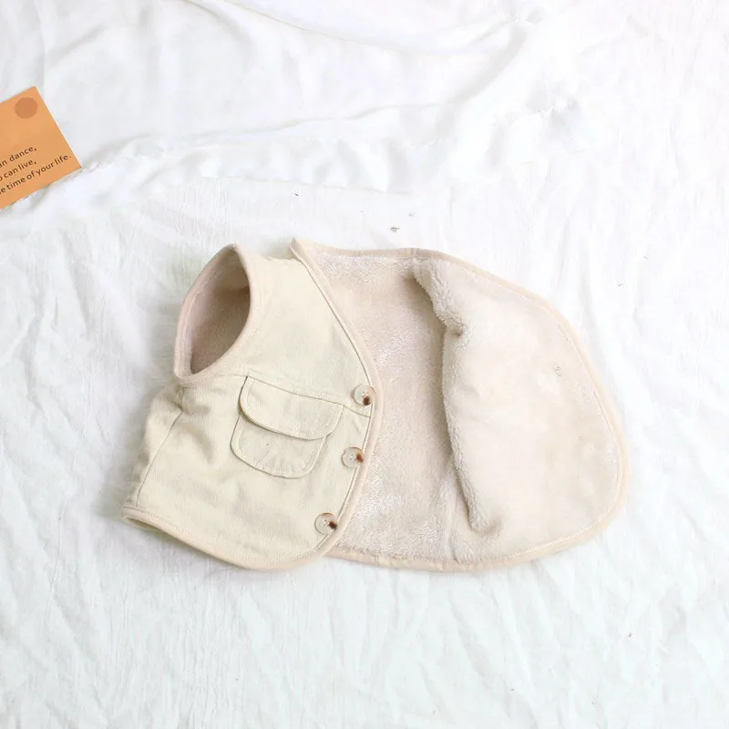 

2022 Autumn Winter New Kid Plus Velvet Pockets Denim Vest Girl Child Sleeveless Tops Coats Boy Baby Thicken Cotton Waistcoats