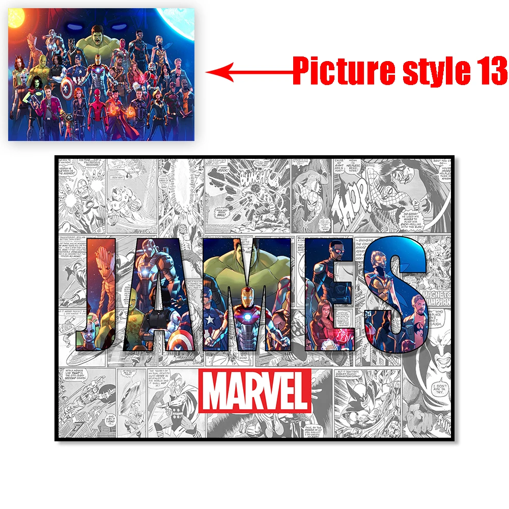 

MINISO Постер Marvel с именем на холсте