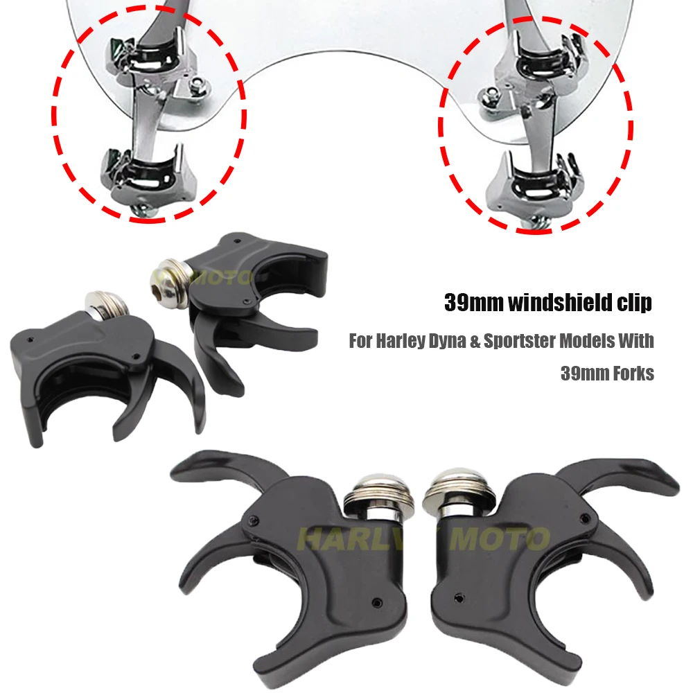 

One Set 39mm Quick Release Windshield Black Fits For Dyna Sportster 883 1200