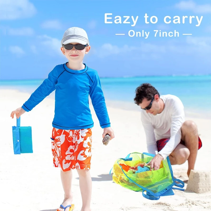 Y1ub Mesh Beach Bag для очень большой чистой суммы детского песчаного бассейна больших