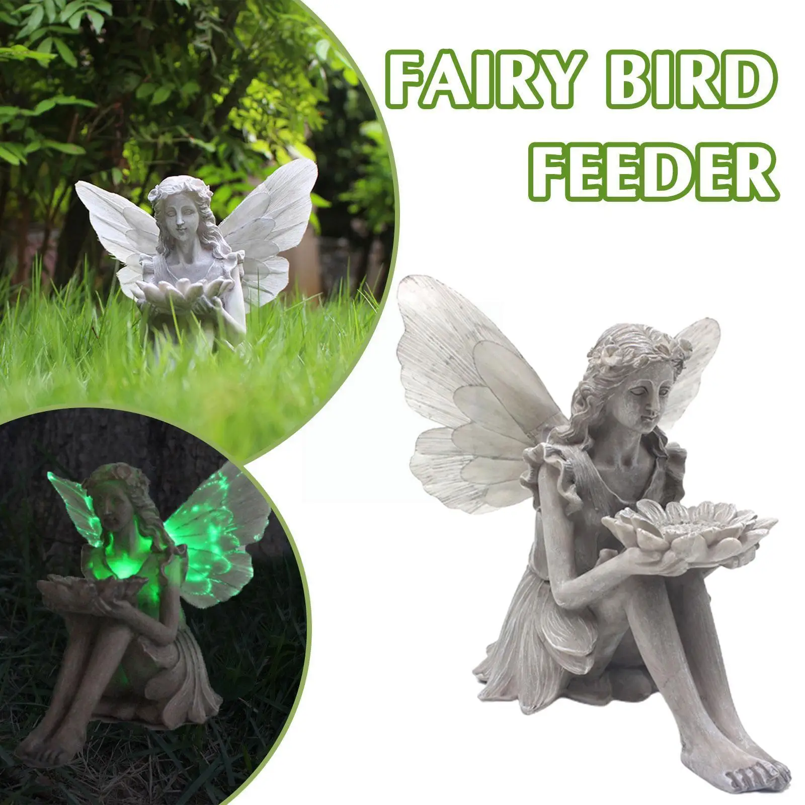 

Fairy Statue Solar Lighting Ornament Outdoors Figure Angel Decor Sculpture Ornament Garden Beautiful Decorative O6N6
