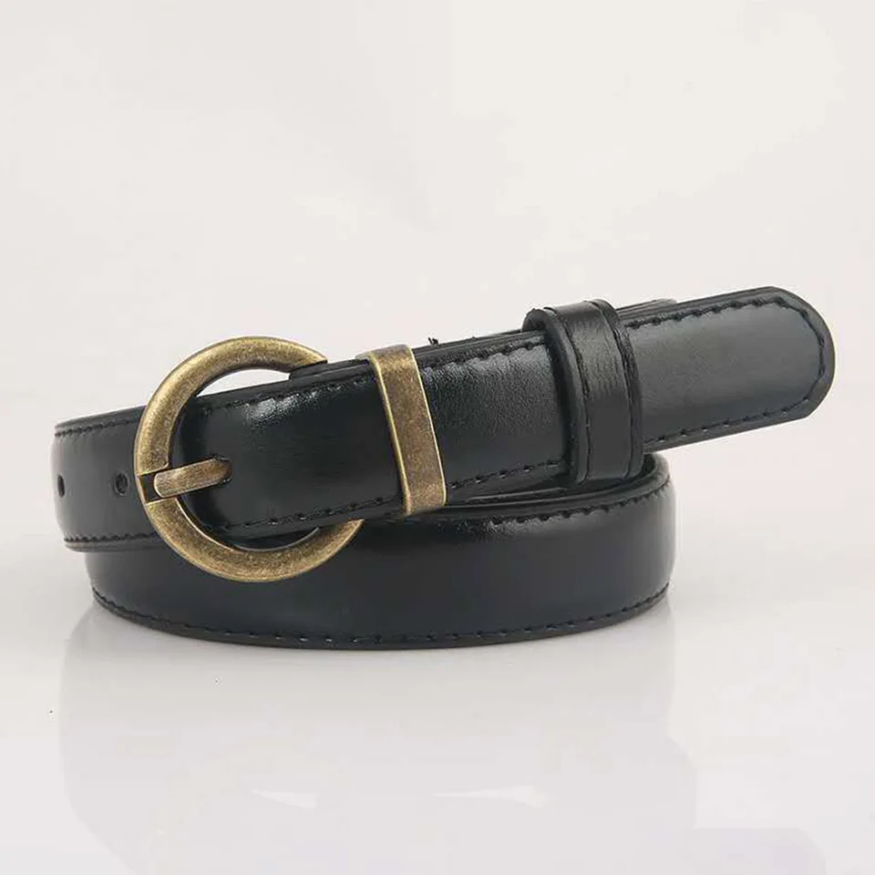 

Women's PU Leather Belt Korean Version Student Versatile Retro Pin Buckle Denim Decorative Accessories Belt Black Trend 2233