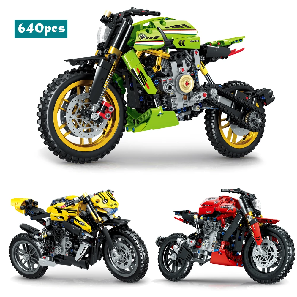 

Technical Kawasaki Mountain Motorcycle Building Blocks Mechanery Japanese Famous Motorbike Assemble Bricks Toys Gifts For Boy