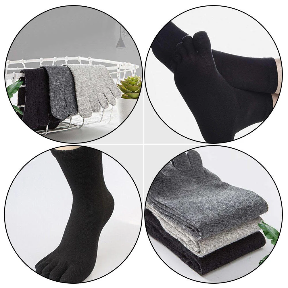5 Pairs Men's Socks Five-Finger Toe Absorbent Sweat Male Sports Running Simple Calf Stocking