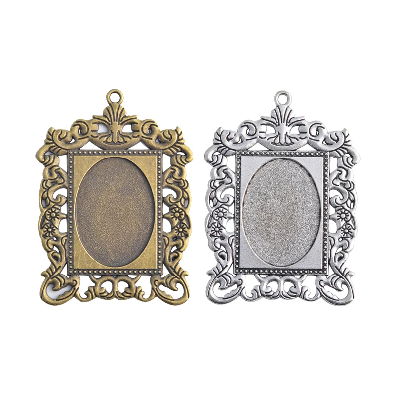 

5pcs 18x25mm Inner Size Antique Silver Bronze Fashion Style Cameo Cabochon Base Setting Charms Pendant necklace findings