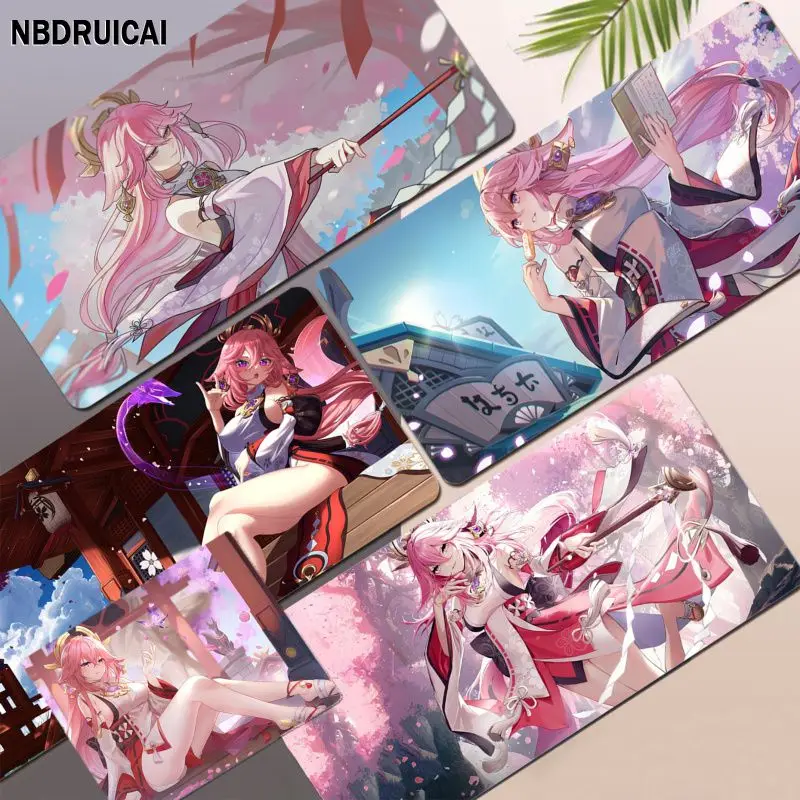 

Прочный резиновый коврик для мыши Yae Miko Genshin Impact, Размер коврика для клавиатуры, коврик для мыши, подарок для парня