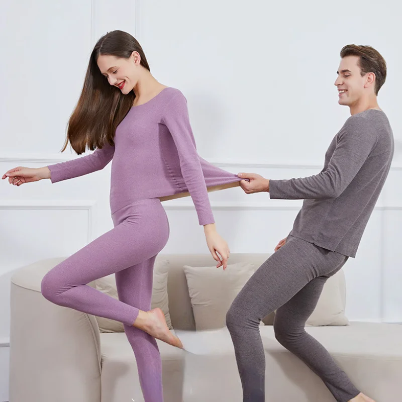 

Double Sided German Velvet Thermal Underwear Constant Temperature Heating Seamless Trousers Suit Couple's Warm Pajama Suit
