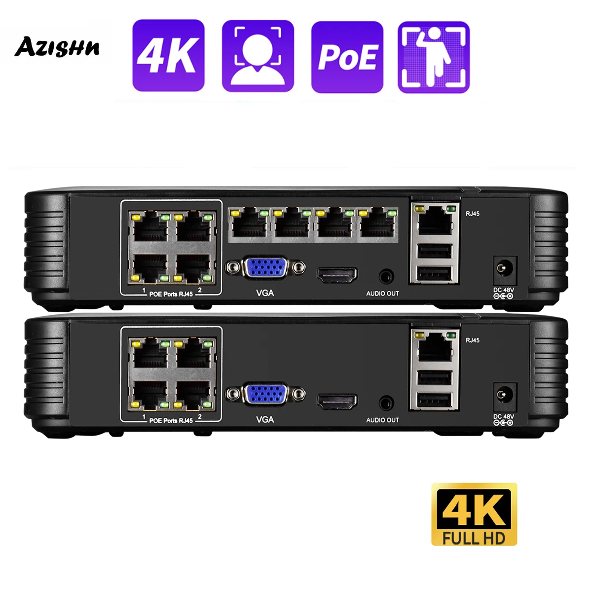IP-камера системы видеонаблюдения H.265AI 4 канала 8 каналов 4K Мп 5 POE NVR FULL HD сетевой
