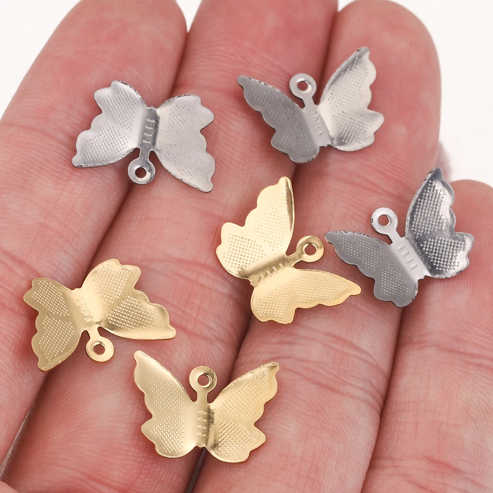 

20pcs Gold-Plate Butterfly Stainless Steel Charm Pendants Connection for DIY Necklace Bracelet Jewelry Making Accessories