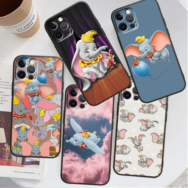 

Anime Cartoon Dumbo Phone Case For Apple iPhone 14 13 12 11 SE XS XR X 7 8 6 Mini Plus Pro MAX 2020 Black Soft Cover