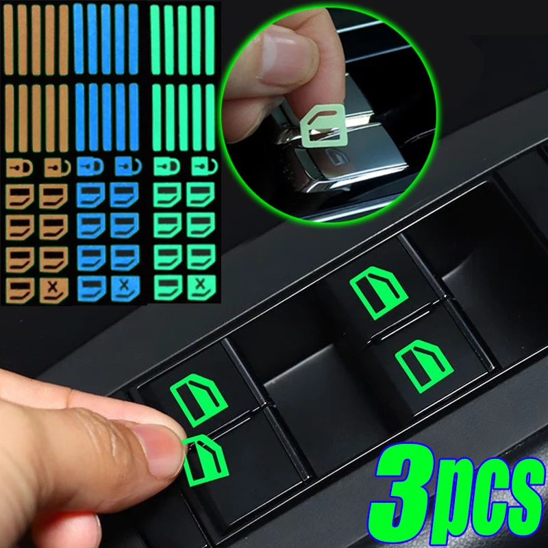 

Car Window Lifter Luminous Switch Button Stickers Night Glowing Fluorescent Decals for Toyota Camry Mitsubishi Benz Hyundai Kia