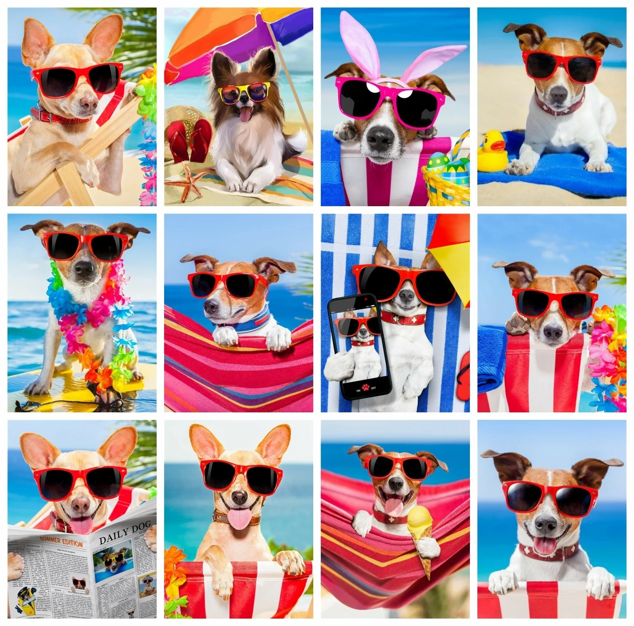 

AZQSD DIY Painting By Numbers Dog Seaside Summer Canvas Art Frameless Oil Painting Animal Handpainted Wall Decor Living Room