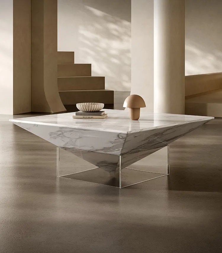 

Итальянский минималистичный мраморный журнальный столик, дизайнерский нестандартный журнальный столик из акрила в скандинавском стиле