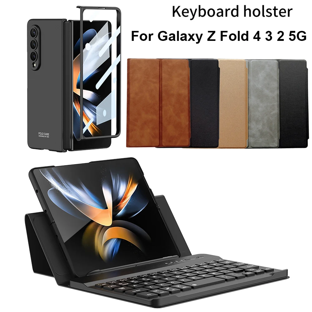 

Wireless keyboard Case For Samsung Galaxy Z Fold 4 3 2 5G Carbon Fiber Stand Flip Leather Magnetic keyboard For Pixel Fold Cover