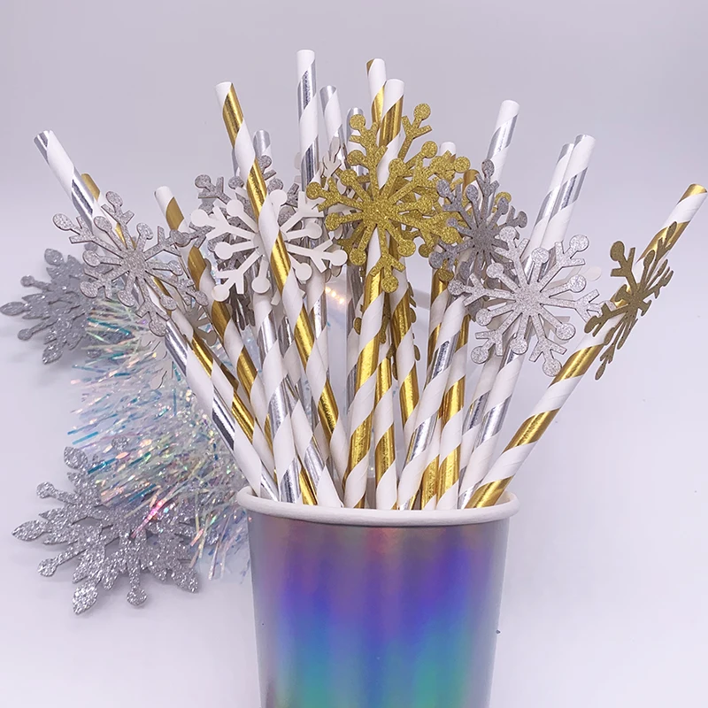 10 кусочков снежной соломы Рождественская вечеринка Украшения Одноразовая