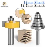 12mm12 7mm shank rabbet router bit with 6 bearings set adjustable tenon cutter cemented carbide woodworking bits lt051