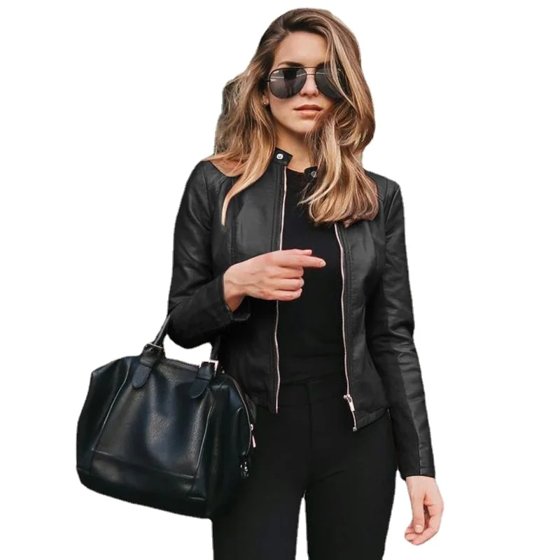 

Best Selling Women's Fashion Leather PU Suit Jacket In Autumn and Winter 6036