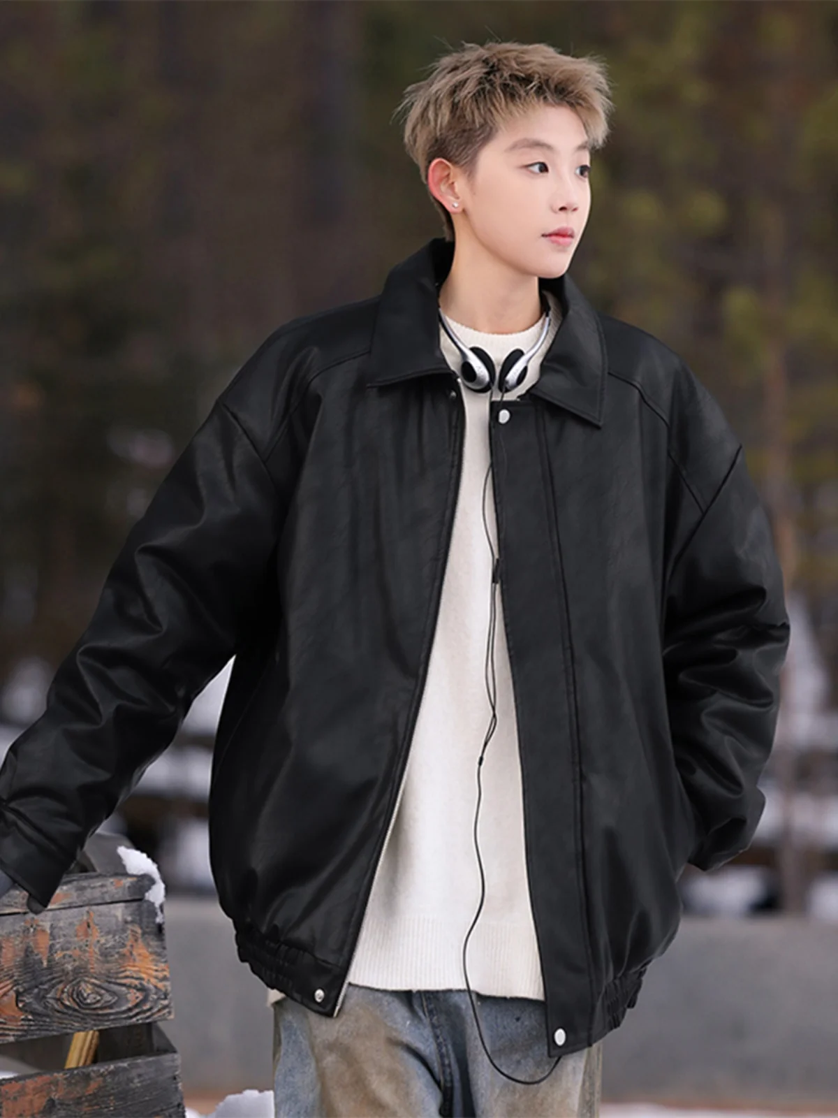 Американское кофейное пальто из искусственной кожи с хлопковой подкладкой