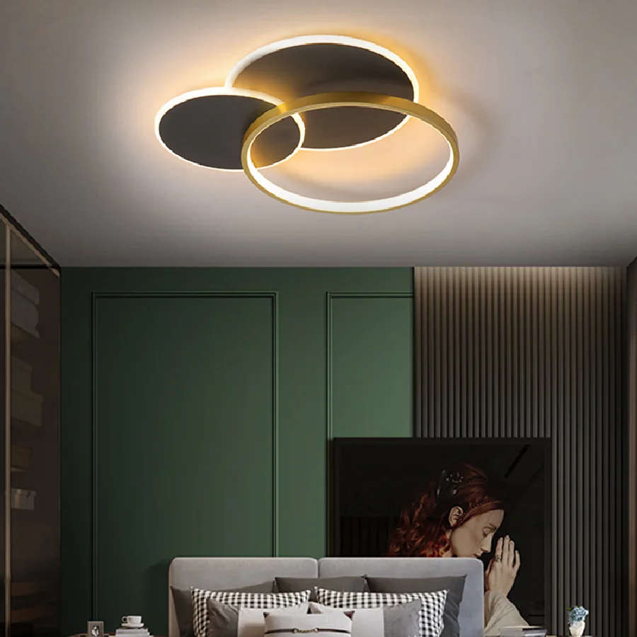

Round Square Led Ceiling Lamp Modern Simple Iron Acrylic Lights Home Indoor Decor Lighting Living Room Bedroom Study Chandeliers