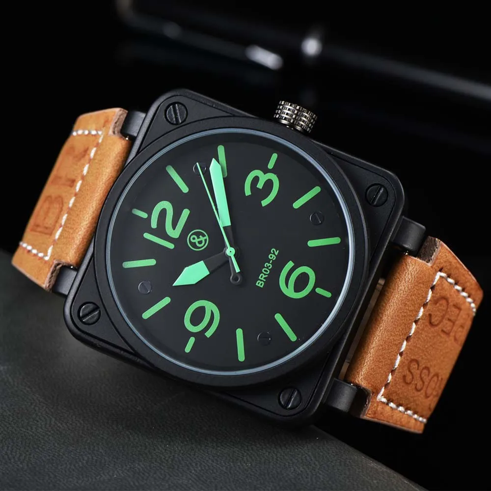 

Top BR Original Brand Watches For Mens Top Quality Simple Square Automatic Mechanical Watch Business Waterproof Sports AAA Clock