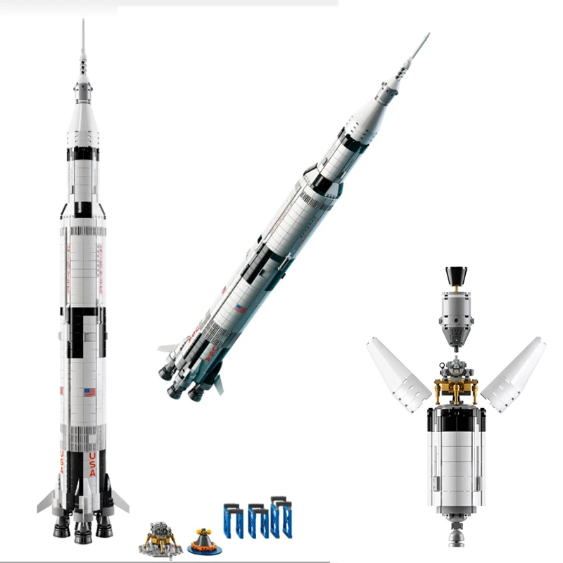 DIY 21309 37003 180001 60005 88036 32108 92176 НАСА Apollo Saturn V модель ракеты строительные блоки Набор