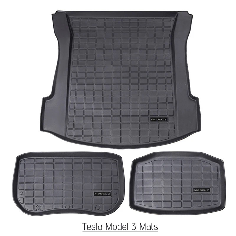 

Полноценные простые коврики из ТПЭ для багажника Tesla Model 3/Y 2021 2022, всесезонные коврики для груза, коврики с нижним отсеком