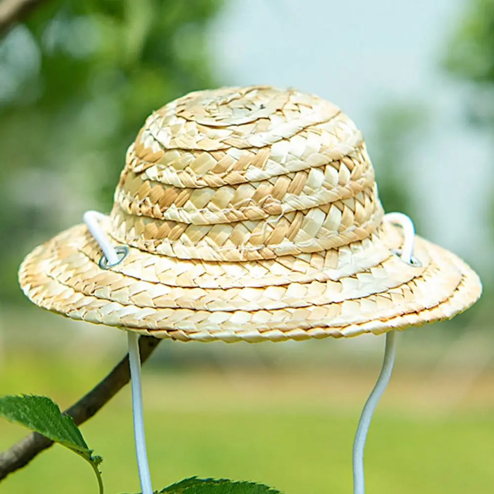 Регулируемая соломенная шляпа для маленьких собак и щенков