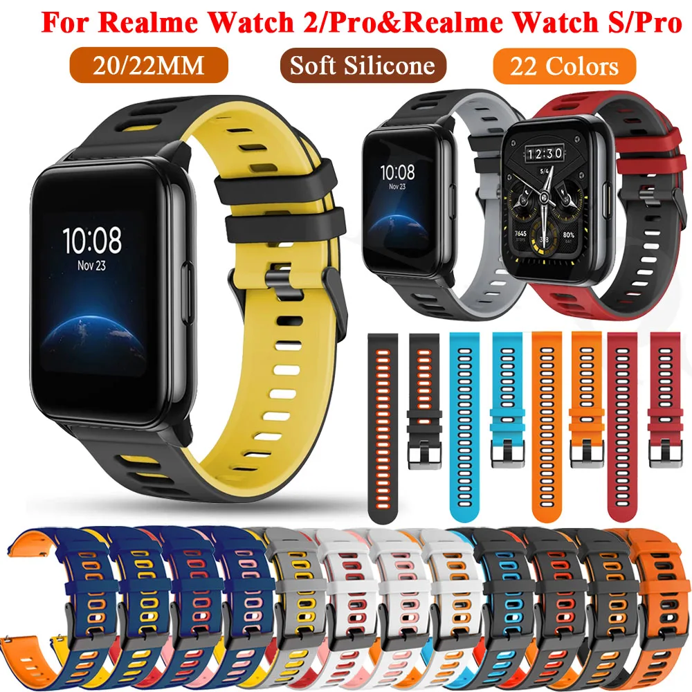 

Ремешок силиконовый для смарт-часов Realme Watch 2/2 Pro, 20/22 мм