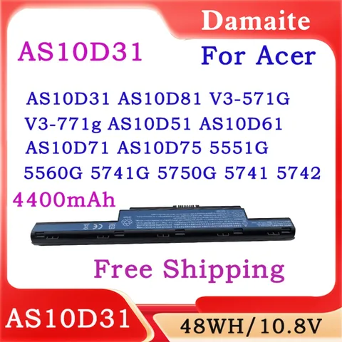 AS10D31 AS10D51 Аккумулятор для ноутбука Acer Aspire 4741 5741G 5551G 5552G 5560G 5750G 5253 5251 5336 5349 AS10D81 AS10D61 AS10D41