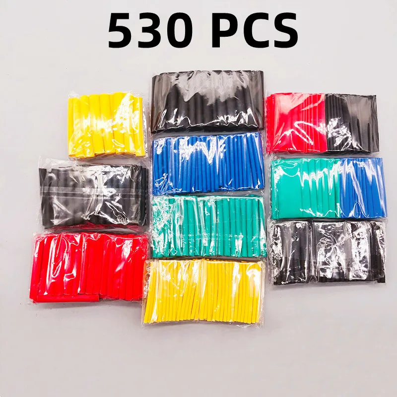 530 PCS,Set Polyolefin Shrinking Assorted Heat Shrink Tube Wire Cable Insulated Sleeving Tubing Set 2:1 Waterproof Pipe Sleeve